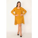Şans Women's Plus Size Mustard Front Dress Cardigan | ePonuda.com