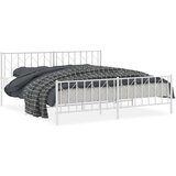  The Living Store Kovinski posteljni okvir z vzglavjem in vznožjem bel 193x203 cm - Posteljni Okvir, (21501537) | Shoptok.si
