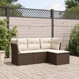 vidaXL 4-dijelni set vrtnih sofa od poliratana s jastucima smeđi Cijene