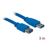 Delock USB kabel USB 3.2 gen. 1 (USB 3.0) USB-A vtič\, USB-A vtičnica 3.00 m modra pozlačeni konektorji 82540, (20416423) | Shoptok.si