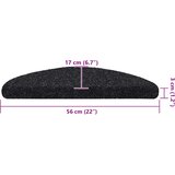  Prostirke za stepenice, samoljepljive, 10 kom, 56x17x3 cm, crne, poluokrugle | shoptok.hr