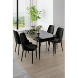 Hanah home trpezarijski set Nola, sto na razvlačenje i 4 stolice, ploča u dekoru crnog mermera, crna tkanina Babyface | Eponuda.com