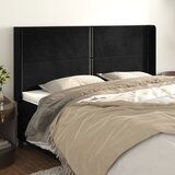 vidaXL Vzglavje z ušesi črno 183x16x118/128 cm žamet | Shoptok.si