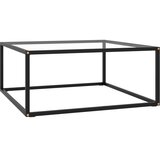  Stolić za kavu crni s kaljenim staklom 80 x 80 x 35 cm | shoptok.hr