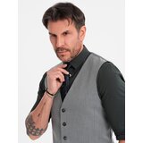 Ombre Elegant men's SLIM FIT herringbone vest - grey | ePonuda.com