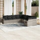 vidaXL 10-dijelni set vrtnih sofa poliratan s jastucima svijetlosivi Cijene