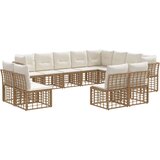  Set vanjskih sofa Prirodna i krema bijela Poliester - Prirodna i kremasto bijela bez stola | shoptok.hr
