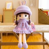Plišana krpena lutka u ljubičastoj haljini sa pletenicama Rabbit - 45 cm | shoptok.hr