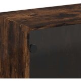 vidaXL Stenska omarica s steklenimi vrati dimljen hrast 68x37x68,5 cm | Shoptok.si