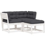 Maison Chic Seti vrtnega pohištva - Vrtna garnitura - Vrtni pohištvo set 3-delna z blazinami bela trdna borovina, (21810790) | Shoptok.si