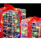vidaXL Darilna škatla med 60 LED 3 pcs večbarvno 20 x 20 x 20 cm Akril | Shoptok.si