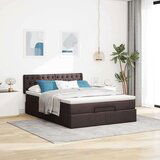  Otomanska postelja z vzmetnico & LEDs rjav 140x190 cm blago, (22011957) | Shoptok.si