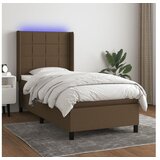  Krevet box spring s madracem LED tamnosmeđi 80 x 200 cm tkanina | shoptok.hr