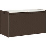 vidaXL Zunanja klop za shranjevanje z blazino Brown 100 cm Poly Rattan | Shoptok.si