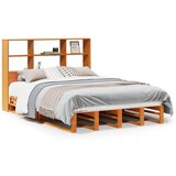  Knjižna postelja brez vzmetnice vošč. rjava 135x190cm trden les | Shoptok.si