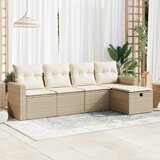 Maison Chic Seti vrtnega pohištva - Vrtna garnitura - Vrtni pohištvo set 5-delna z blazinami bež poli ratan, (21815006) | Shoptok.si