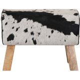  Klupa 60 x 30 x 45 cm Prava koža Crna i bijela | shoptok.hr