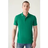Avva Men's Green 100% Egyptian Cotton Standard Fit Normal Cut 3 Button Polo Neck T-shirt