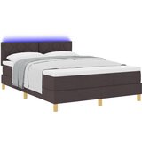 vidaXL postelja s box springom z vzmetnico & LED temno rjava 140x200 cm tkanina, (22080942) | Shoptok.si