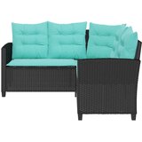  Vrtni kavč z blazino s polico 2 pcs Črna in turkizna Poly ratan, (5000208029) | Shoptok.si