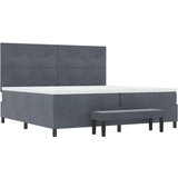  Posteljni mehanizem s posteljnino in klopjo temno siva 200x200 cm žamet | Shoptok.si