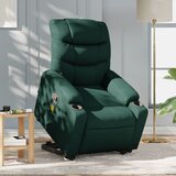 Maison Chic masažni naslanjač - Relax naslanjač s funkcijo vstajanja temno zeleno blago, (22062187) | Shoptok.si