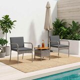 Bistro set za vrt s jastukom 3 pcs Sivi poliratan | Eponuda.ba