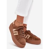 Boto Women Sneakers On Platform Made Of Natural Suede Camel Eldira | Shoptok.si