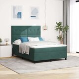 Box Spring Postelja z Blazino Temno Zelena 140x200 cm Žamet, (22053045) Cene