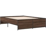 vidaXL Okvir za krevet smeđi hrast 135x190cm konstruirano drvo i metal | shoptok.hr