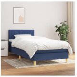  Box spring postelja z vzmetnico moder 90x200 cm blago | Shoptok.si
