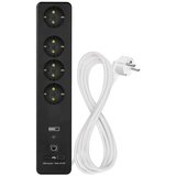 Emos Podaljšek GoSmart 2 m / 4 vtičnice / s stikalom / USB, belo-črni | Shoptok.si