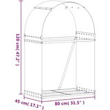 vidaXL Nosilec za polena srebrn 80x45x120 cm pocinkano jeklo | Shoptok.si