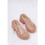 Boto Transparent Women's Slippers On Platform And Chunky Heel Beige Rizana | Shoptok.si