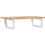 vidaXL Stenska polica za umivalnik jeklo in trden akacijev les | Shoptok.si