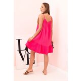 Kesi Włoski Women's muslin dress with straps and frill pink | shoptok.hr