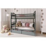 Molarem Home Drveni dječji krevet na kat Gabi s ladicom - grafit - 180x80 cm - Madrac PE pjena 8 cm-spužvasti madrac | shoptok.hr