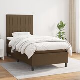  Krevet s oprugama i madracem tamnosmeđi 100 x 200 cm od tkanine | shoptok.hr