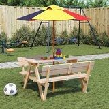  Stol za piknik za 4 djece s otvorom za suncobran od jelovine | shoptok.hr