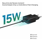 Samsung - Zidni punjač (EP-T1510NBEGEU) - Brzo punjenje Type-C 15W - Crni | shoptok.hr