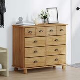  Komoda ASKIM Smeđa 91 x 40 x 79 cm Čvrsto borovo drvo | shoptok.hr