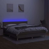  Krevet box spring s madracem LED smeđesivi 160x200 cm tkanina | shoptok.hr