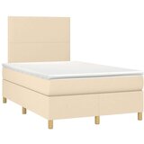  Box spring postelja z vzmetnico LED krem 120x200 cm blago, (20900028) | Shoptok.si