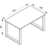 MID.YOU Pisalna Miza Lona, Barva Hrasta, Črna, 110x80cm | Shoptok.si
