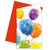  Party Baloons pozivnica s kuvertom - 6 kom | shoptok.hr