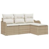 vidaXL Vrtna sedežna garnitura z blazino 4 pcs Bež poli ratan, (5000145703) | Shoptok.si