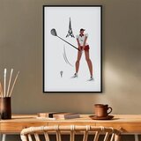  Slika - Female Golfer With the Eiffel Tower in the Background - Illustration 60x90 U crnom drvenom okviru | shoptok.hr