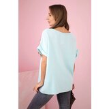 Kesi Włoski Muslin blouse with a necklace mint | Shoptok.si