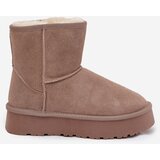 Boto Women's Snow Boots Made of Natural Suede on Platform Beige Privine | Shoptok.si