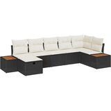 vidaXL Vrtna sedežna garnitura z blazino 7 pcs Črna Poly ratan, (5000135509) | Shoptok.si